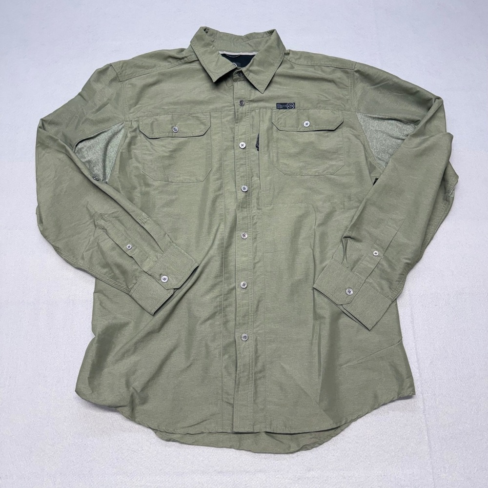 Wrangler ATG Mens XL Olive Green Long Sleeve Outdoor Hiking Workwear Shirt